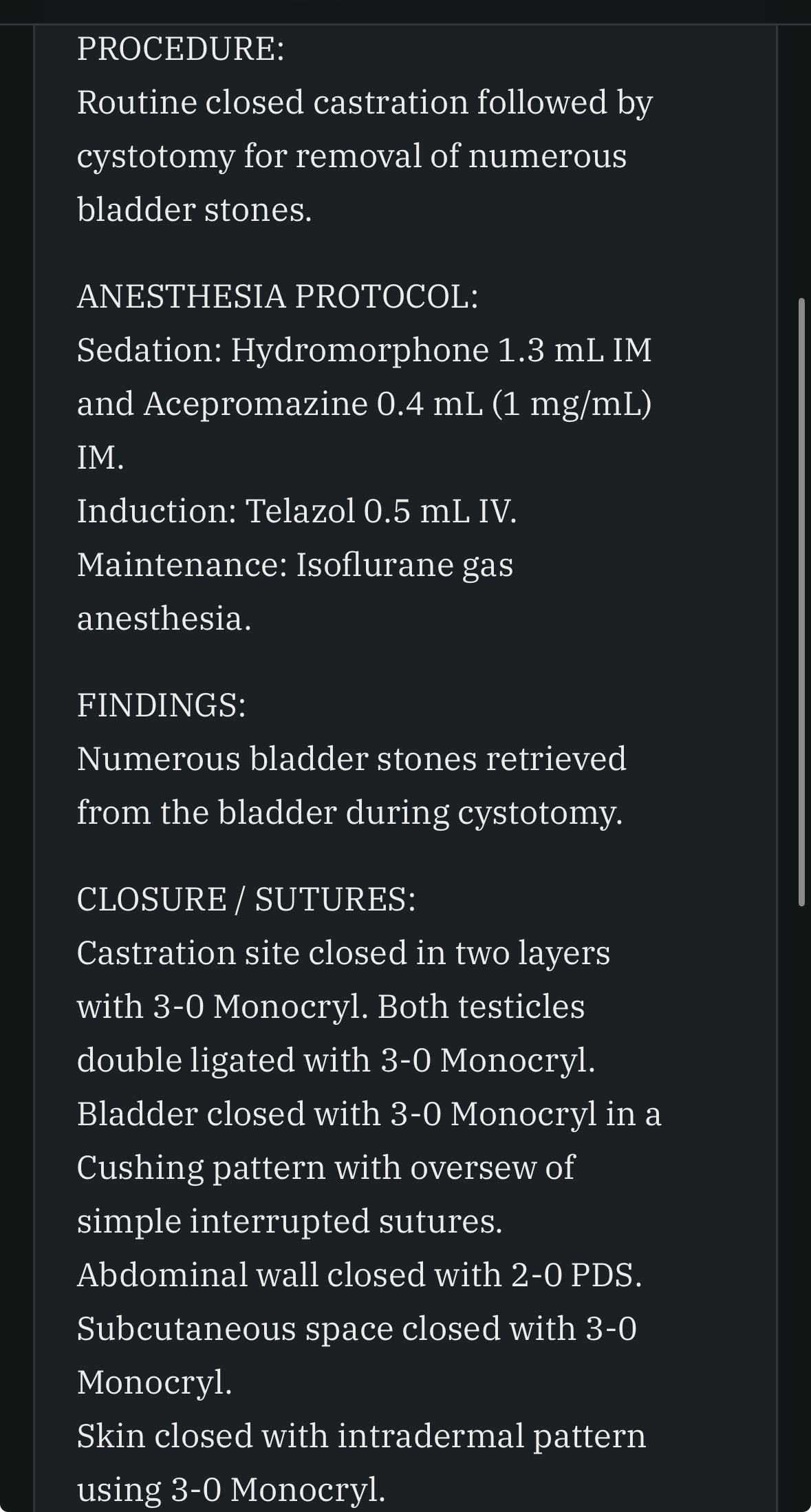 Surgery report format